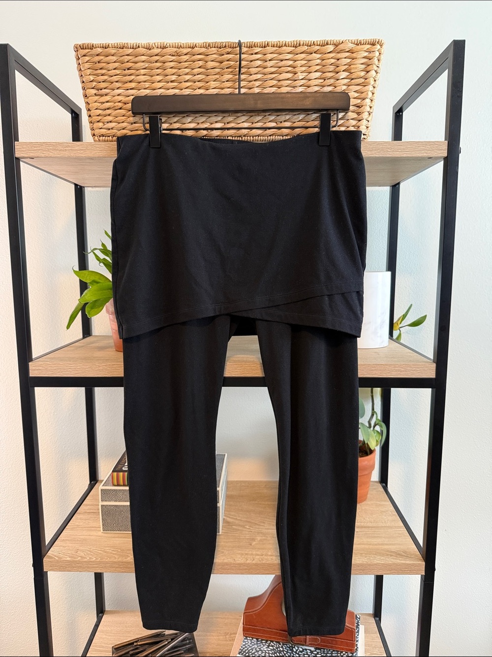 CAbi Mid-Rise Black Crossover Skirted Jersey Knit M'Legging #3399, M